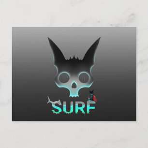 Skull Graffiti Surfa Cat Vykort