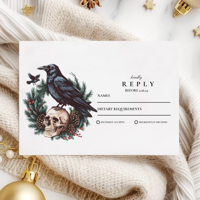 Skull & Gräs Raven Gothic Bröllop OSA Kort (Skapare uppladdad)