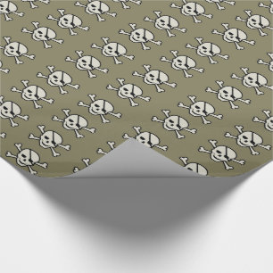 Skull - Grått Glossy Wrapping Papper, 30 x 15' Presentpapper