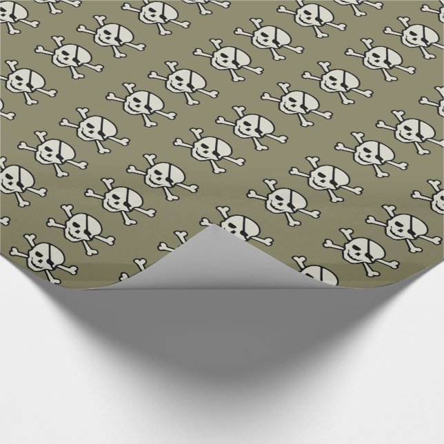 Skull - Grått Glossy Wrapping Papper, 30 x 15' Presentpapper (Hörn)