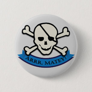 Skull - Grått Standard, 2,4-tums rund knapp