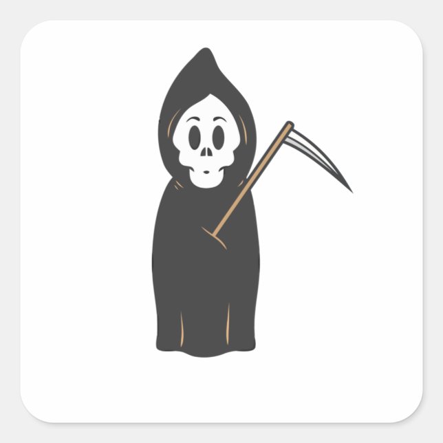 Skull Grimreaper Fyrkantigt Klistermärke (Framsida)