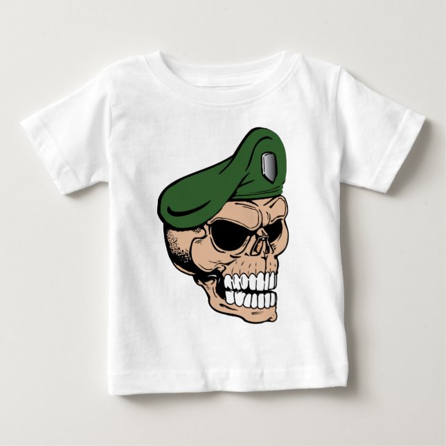 Skull Grönt Beret Tee (Framsida)