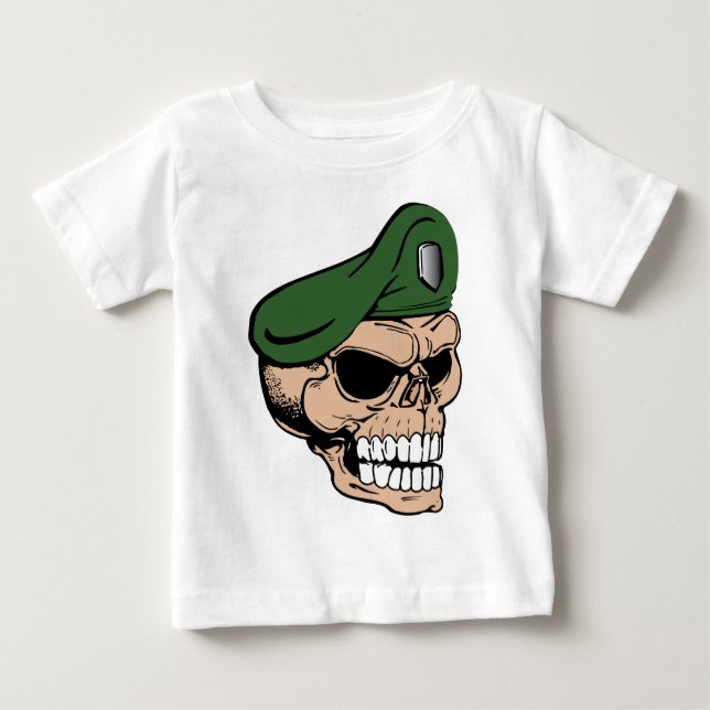 Skull Grönt Beret Tee Shirt (Framsida)