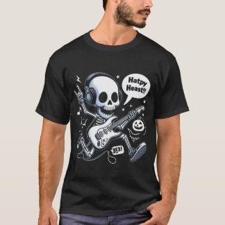Skull Guitar Halloween Rocker Funny Music Fläkt Te T Shirt