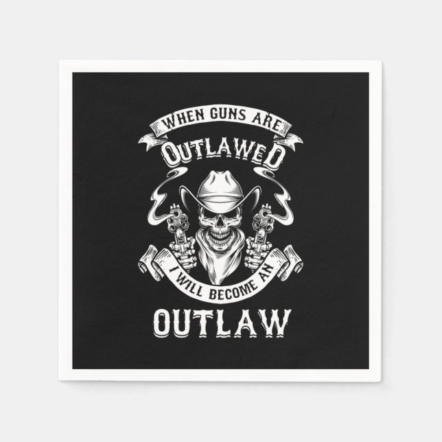 Skull Guns Outlaw Cowboy Western Shooting Gift Pappersservett (Framsidan)
