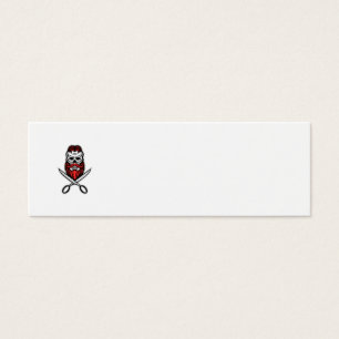 Skull Hair och Beard Scissors Mascot Litet Visitkort