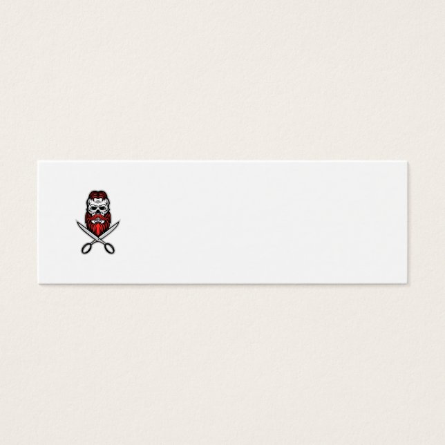 Skull Hair och Beard Scissors Mascot Litet Visitkort (Framsidan)