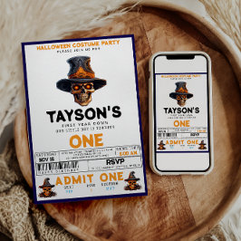 Skull Halloween 1-födelsedagstummen Party Inbjudningar