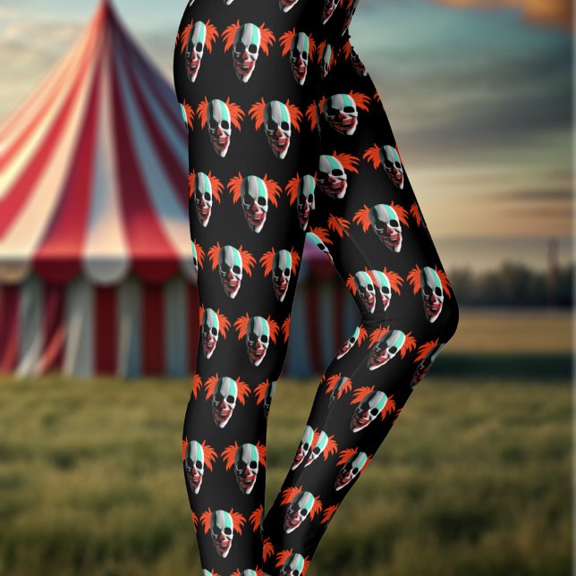 Skull Halloween Clown Mönster Black Leggings (Spooky clown pattern leggings for your Halloween shenanigans. You'll not see another pair of these! )