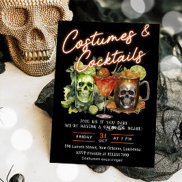 Skull Halloween Cocktails & Costumes Party Inbjudningar