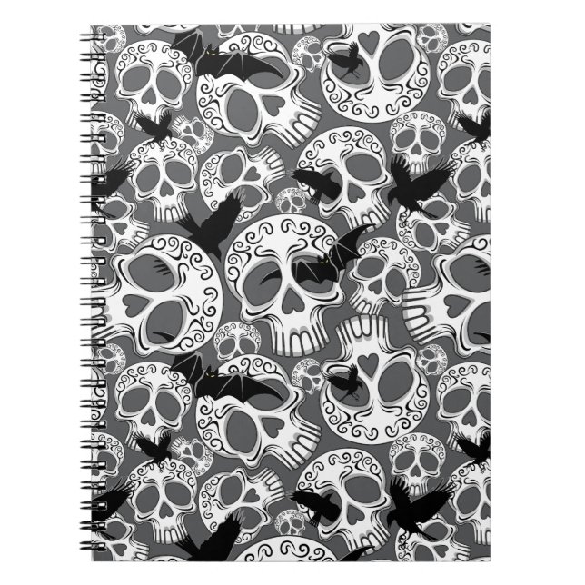 Skull Halloween Decorative Calaveras Anteckningsbok (Framsidan)