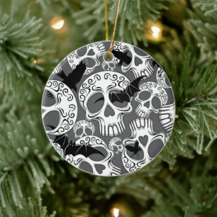 Skull Halloween Decorative Calaveras Julgransprydnad Keramik