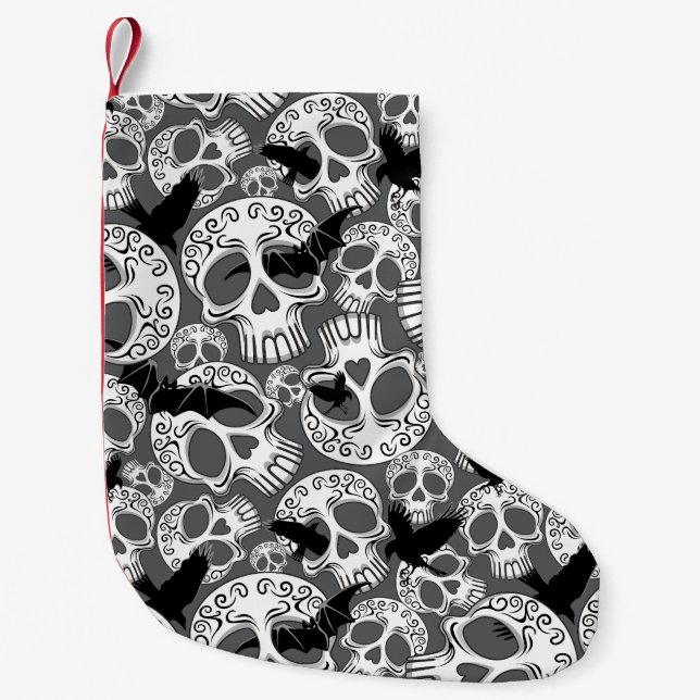 Skull Halloween Decorative Calaveras Liten Julstrumpa (Framsidan)