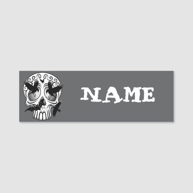 Skull Halloween Decorative Calaveras Namnbricka (Framsida)