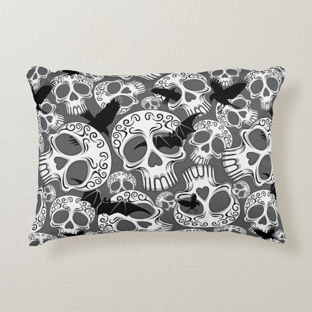Skull Halloween Decorative Calaveras Prydnadskudde (Framsidan)