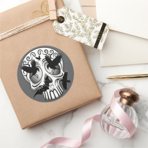 Skull Halloween Decorative Calaveras Runt Klistermärke