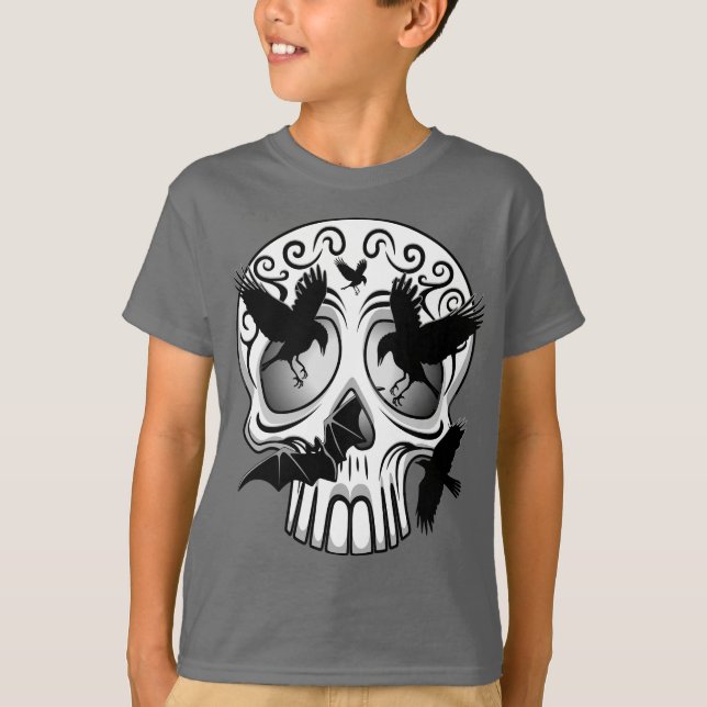 Skull Halloween Decorative Calaveras T Shirt (Framsida)