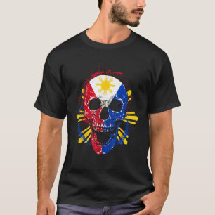 Skull Halloween Flagga Bones Filipino Pinoy Philip T Shirt