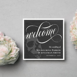 Skull Halloween Goth Bröllop Välkommen Pappersservett