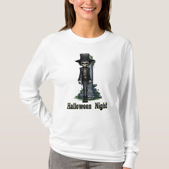 Skull Halloween Night T Shirt (Framsida)