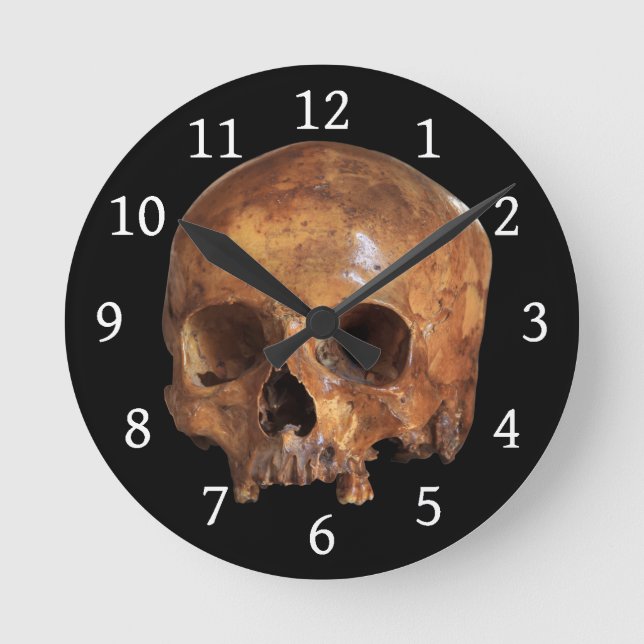 Skull Halloween Rund Klocka (Framsida)