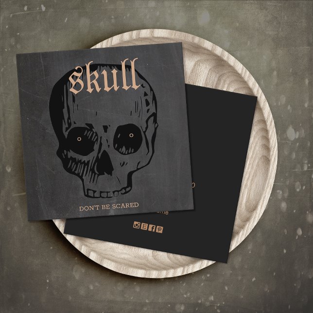 Skull Halloween Stud Earring Visning Card Fyrkantigt Visitkort (Skapare uppladdad)