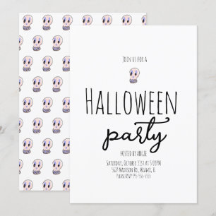 Skull Halloweenfest Vintage Doodle Inbjudningar