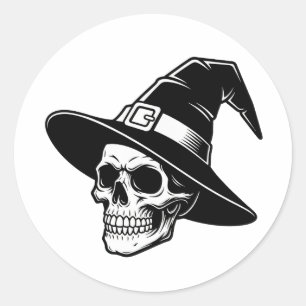 Skull Häxa Hatt Gotisk Konst - klistermärke