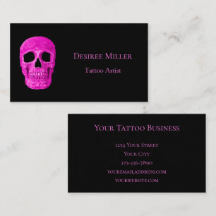 Skull Head Gothic Neon Rosa Black Tatto Shop Visitkort