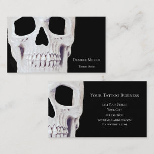 Skull Head Gothic Neon White Black Tatto Shop Visitkort