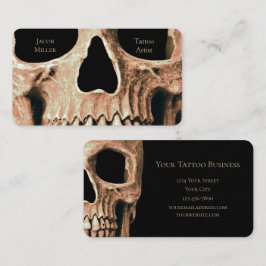 Skull Head Gothic Tan Brown Black Tatto Shop Visitkort