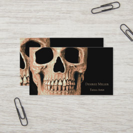 Skull Head Gothic Tan Brown Black Tatto Shop Visitkort