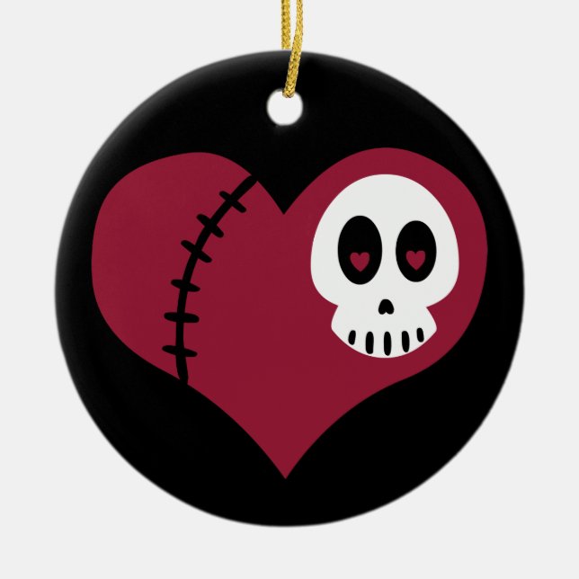 Skull Heart Julgransprydnad Keramik (Framsidan)