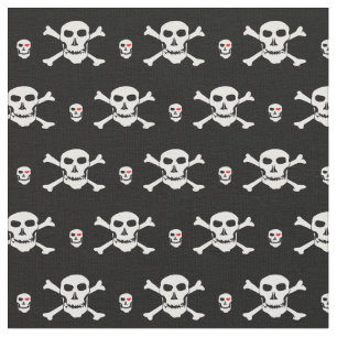 Skull & Heart mode Fabric - Pirater / Halloween Tyg