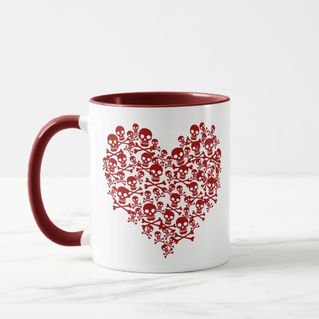 Skull Heart Mörk Red Mugg (Vänster)
