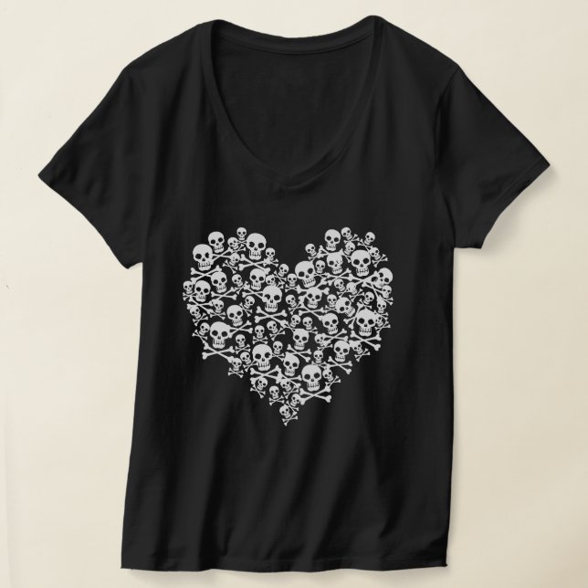 Skull Heart T Shirt (Laydown)