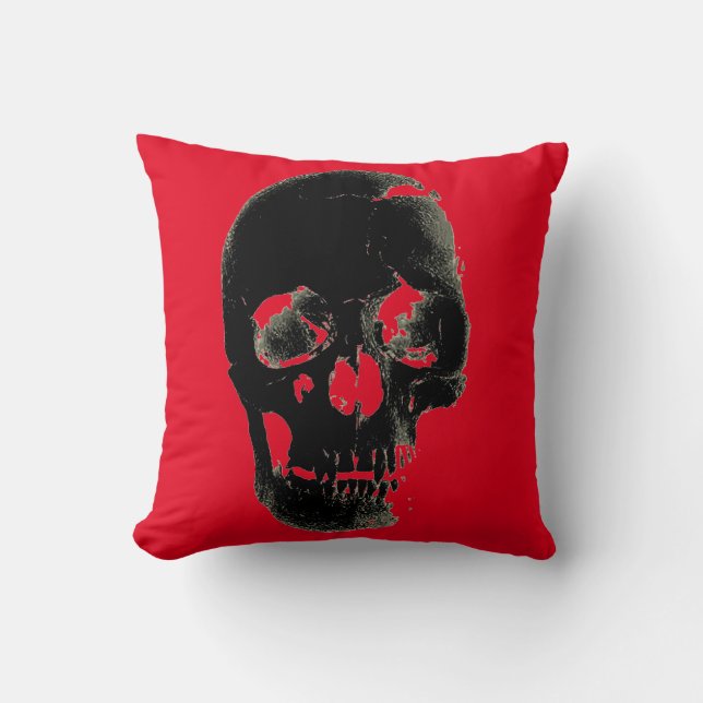 Skull Heavy Metall Fantasy Art Red Black Kudde (Framsida)
