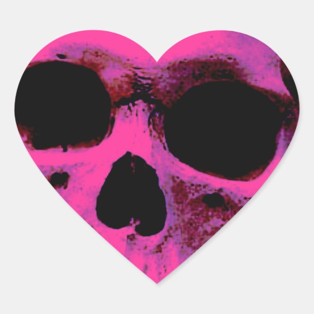 Skull Hjärtformat Klistermärke (Framsida)
