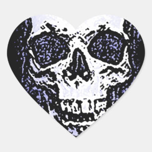 Skull Hjärtformat Klistermärke