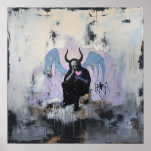 Skull Horns Magic Witchy AI Art Matte Value Poster