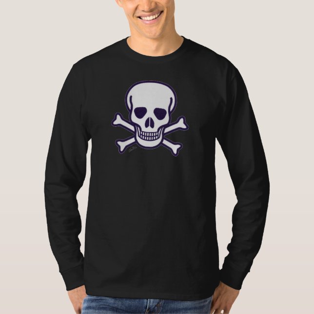 Skull i bensvart långärmad skjorta t shirt (Framsida)