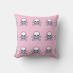 Skull i boner rosa dekorativ kudde
