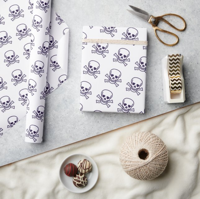 Skull i Bones glansig omslutning papper Presentpapper (Hantverk)