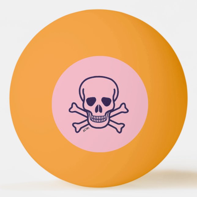 Skull i Bones Rosa yello glo 1 star ping pong boll (Framsidan)