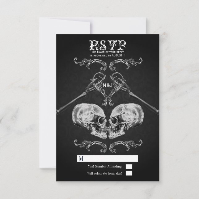 Skull i Bröllopet OSA Goda Döskallar i Kärlek Vint Inbjudningar (Framsida)