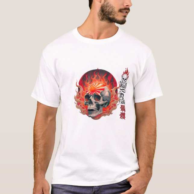 Skull i Flame T Shirt (Framsida)