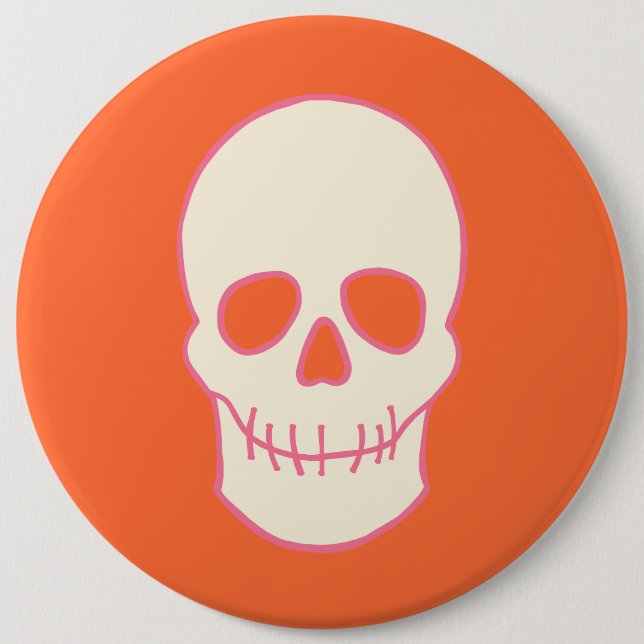 Skull i Rosa, Orange och grädde Knapp (Framsida)