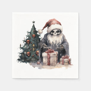 Skull i Santa hat med gothic Julgran Pappersservett