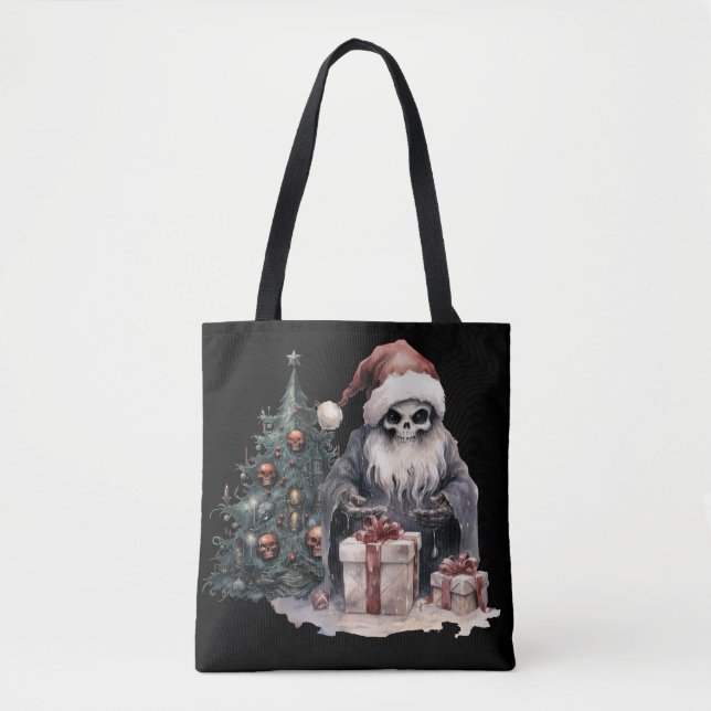 Skull i Santa hat med gothic Julgran Tygkasse (Framsida)